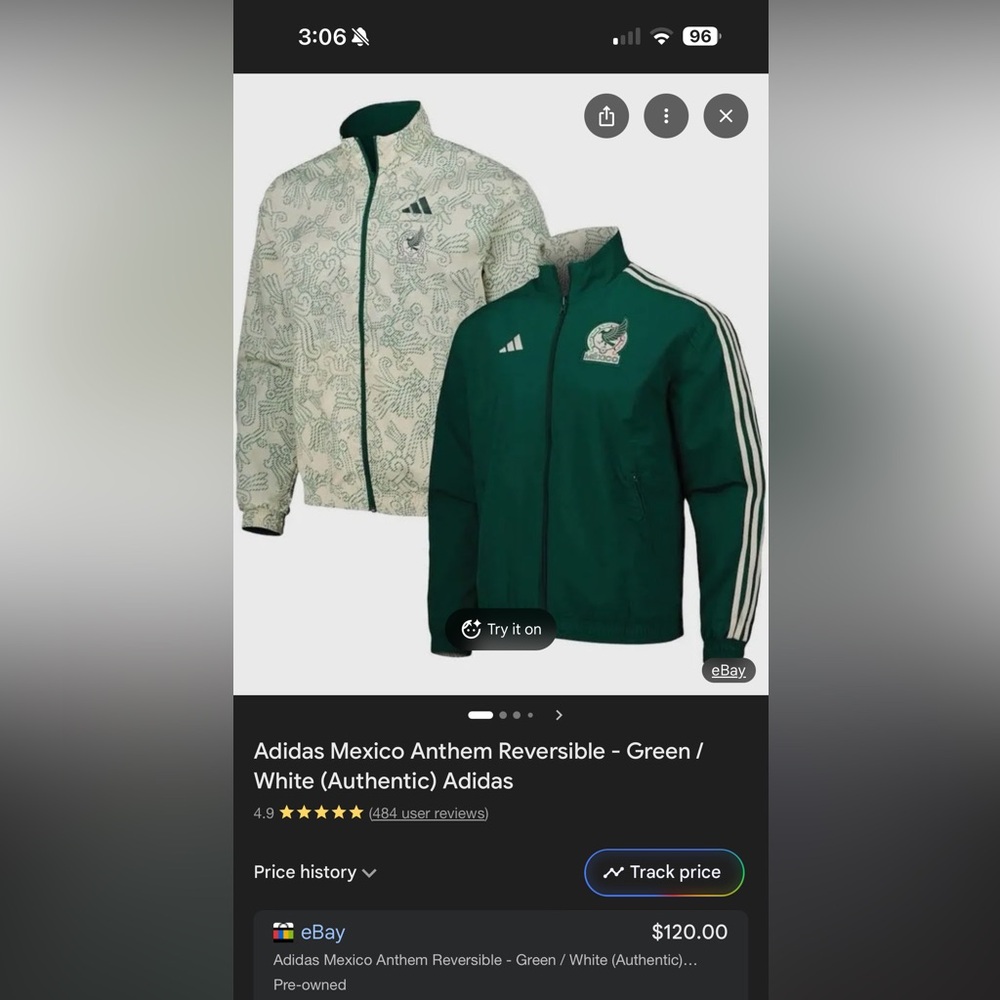 Adidas boys Anthem Reversible Jacket - Green and White